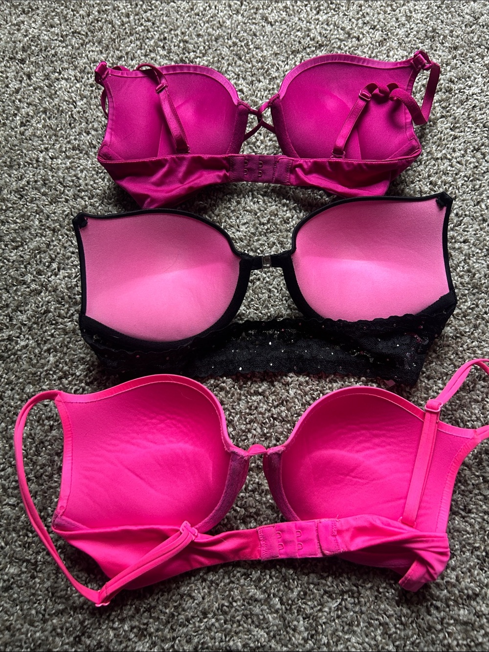 Women’s Push-Up Bra Set - Hot Pink & Black - Picture 2 of 2